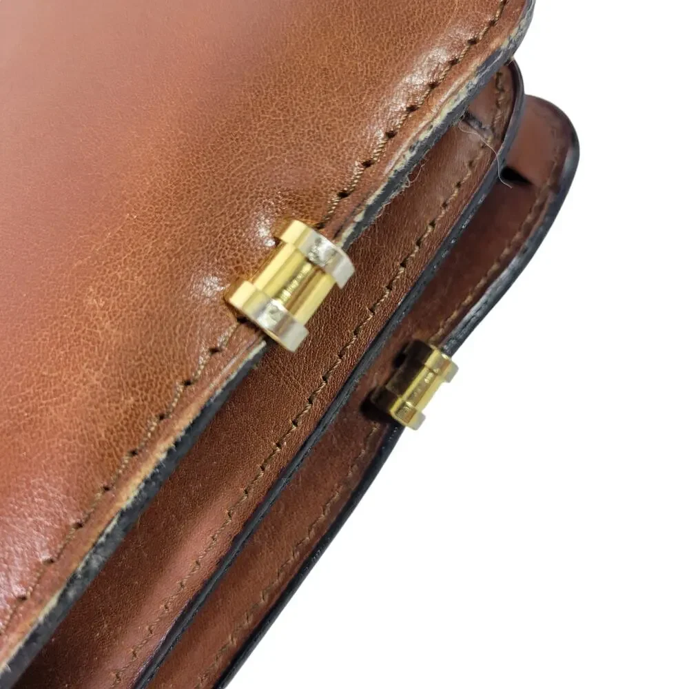 Vintage Leather Business Bag Briefcase Brown Attache Case Document Folder File